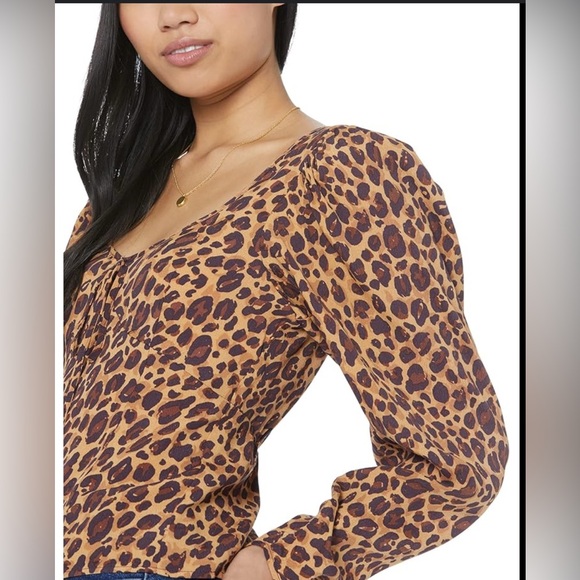 Mango Kendal brown animal print blouse size S - Picture 4 of 5